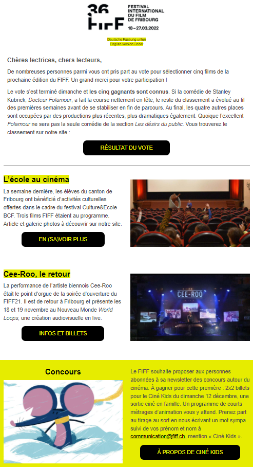 Newsletter | Festival International de Films de Fribourg